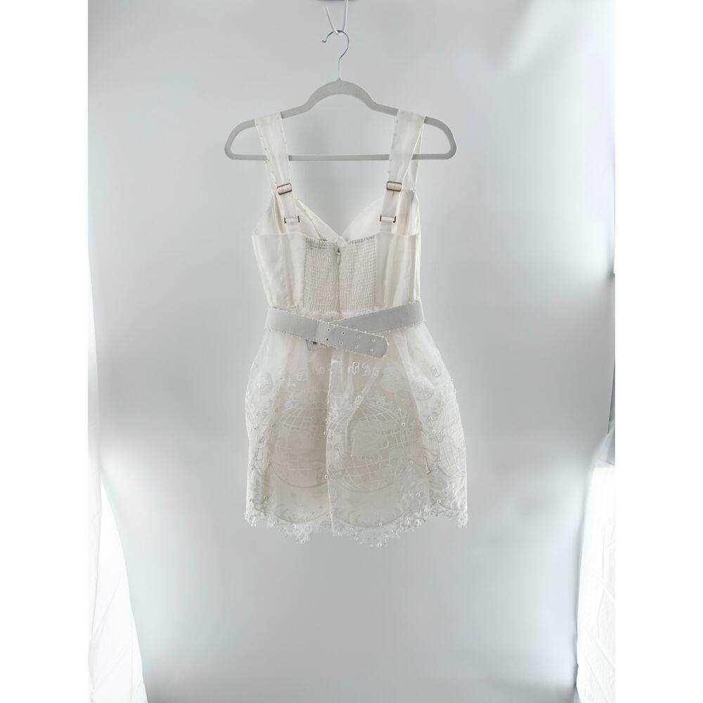 NWOT Zimmermann High Tide Embroidered Belted Corset Mini Dress White Size 1 / S - Picture 4 of 6
